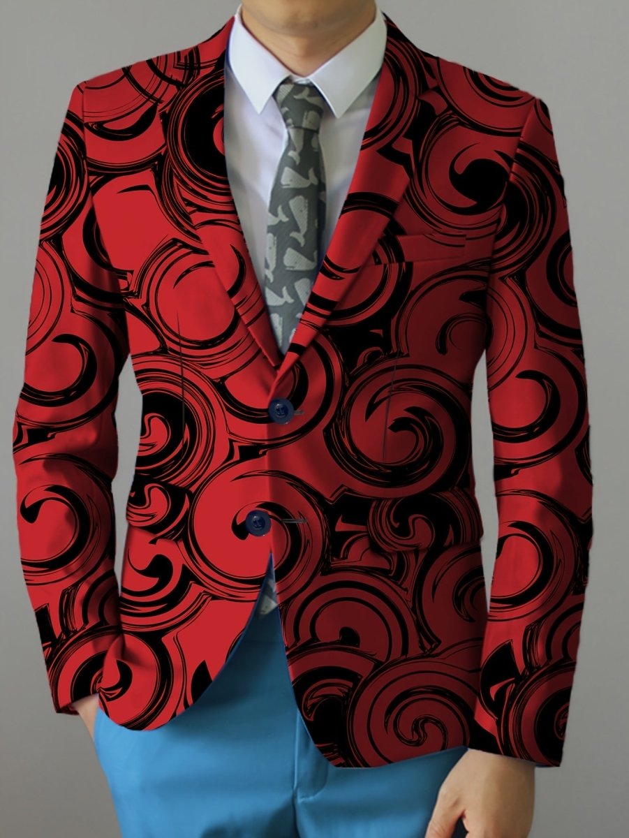 Men's casual blazer by SHOWLU FASHION STORE, regular fit polyester woven jacket with lapel collar, button detail, and versatile print.