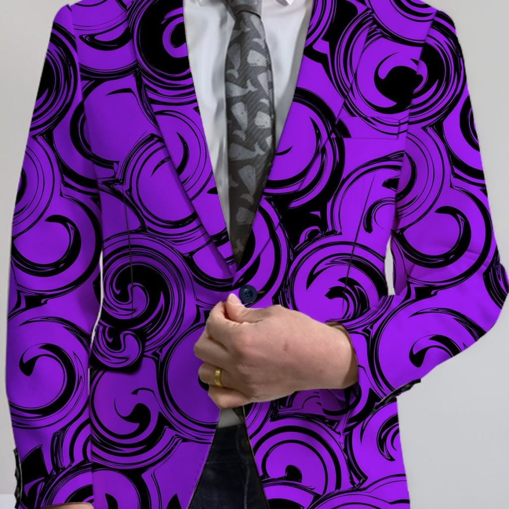 Men's casual polyester blazer with lapel collar, button details, and versatile print, perfect for daily wear.