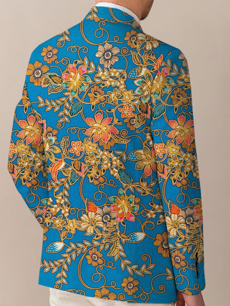 Men's floral print blazer by SHOWLU FASHION, casual suit jacket with lapel collar, regular fit, polyester blend, button details.
