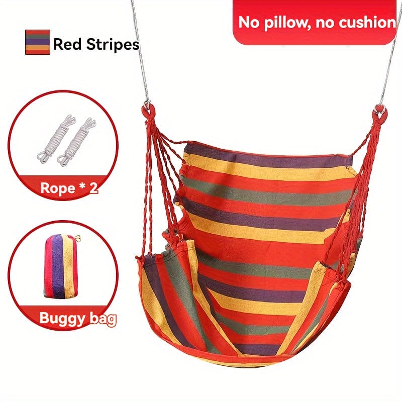 Showlu Fashion Canvas Hammock Chair with pillow and cushion, outdoor hanging swing for garden or indoor relaxation.