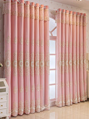 1pc Pink Double Layer Embroidery Curtain with Blackout Window Drapes Curtains for Bedroom Living room Sliding Door Home Decor - SHOWLU FASHION STORE