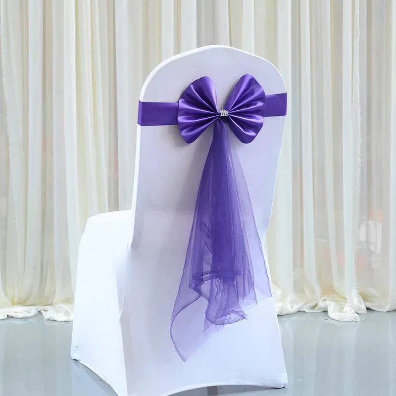 1Pc Red Wine/Blue/Purple/Pink Stretch Chair Sashes Wedding Sashe Chair Decoration Chairs Bow Band Belt Ties For Weddings Banquet - SHOWLU FASHION STORE