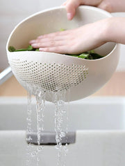 1PC - Silicone Colander Rice Bowl Drain Basket Fruit Bowl Washing Drain Basket with Handle Washing Basket Home Kitchen Organizer - SHOWLU FASHION STORE