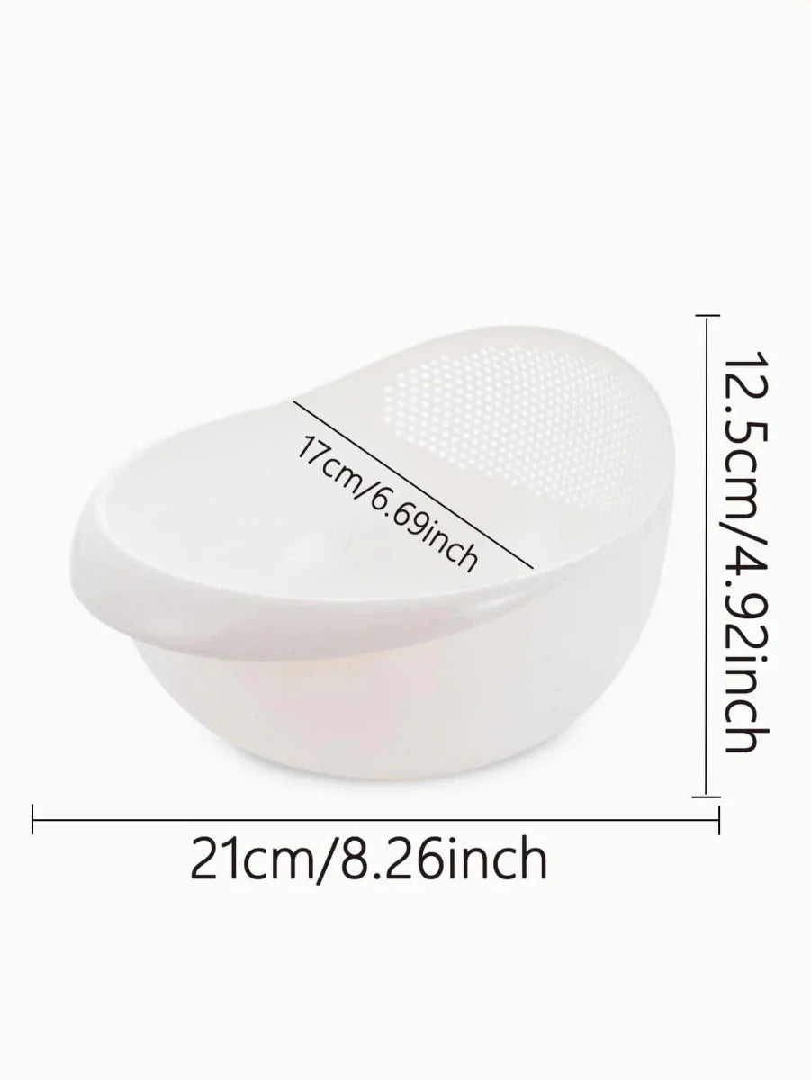 Showlu silicone rice drain basket with handle, kitchen fruit washing colander bowl, flexible silicone kitchen drain organizer