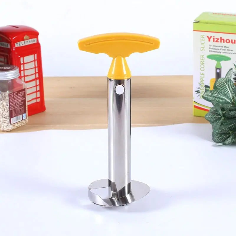 Showlu stainless steel pineapple slicer and peeler kitchen tool with ergonomic handle for easy fruit preparation.