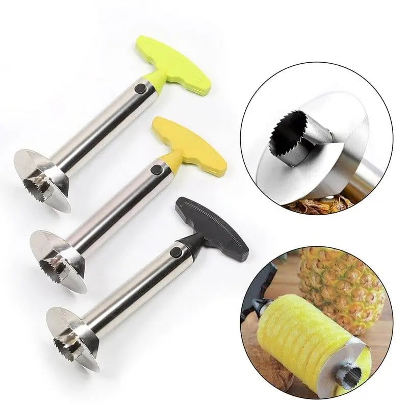 Showlu stainless steel pineapple slicer and peeler kitchen tool with ergonomic handle for easy fruit preparation.
