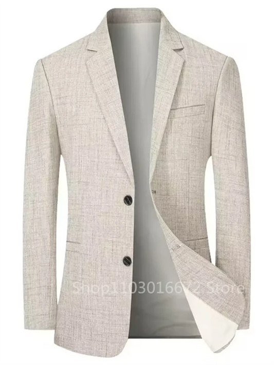 1Pieces Beige/Blue Men Suit Linen Blazers Jackets Business Casual Suit Designer Coats New Spring Summer Formal Wear - SHOWLU FASHION STORE