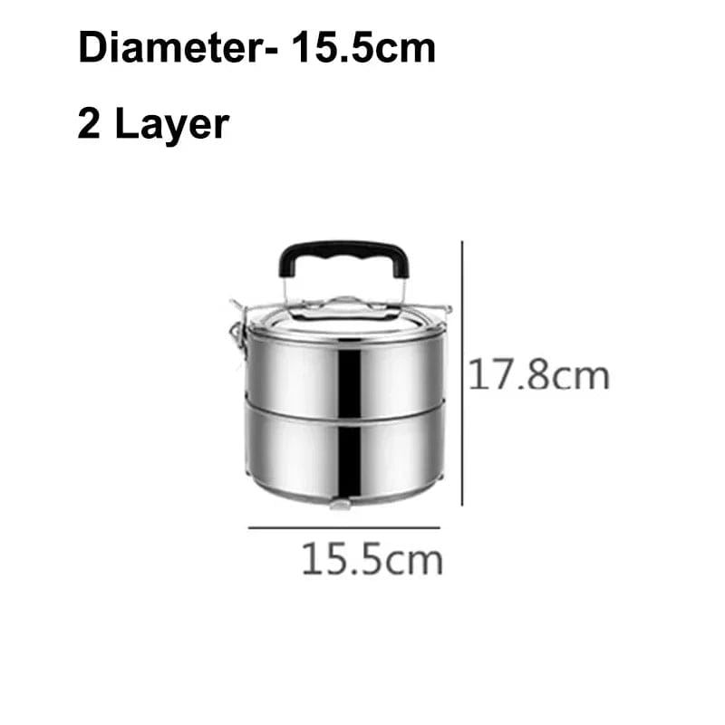 2 3 4 5 Layer Large Adult Portable Picnic Food Container Stainless Steel Lunch Box School Office Japanese Style Bento Box Metal - SHOWLU FASHION STORE