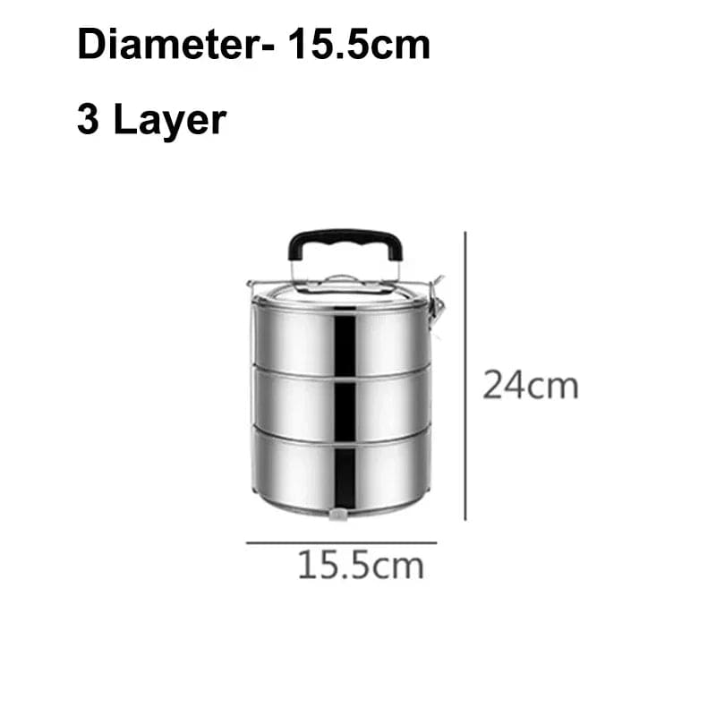 2 3 4 5 Layer Large Adult Portable Picnic Food Container Stainless Steel Lunch Box School Office Japanese Style Bento Box Metal - SHOWLU FASHION STORE