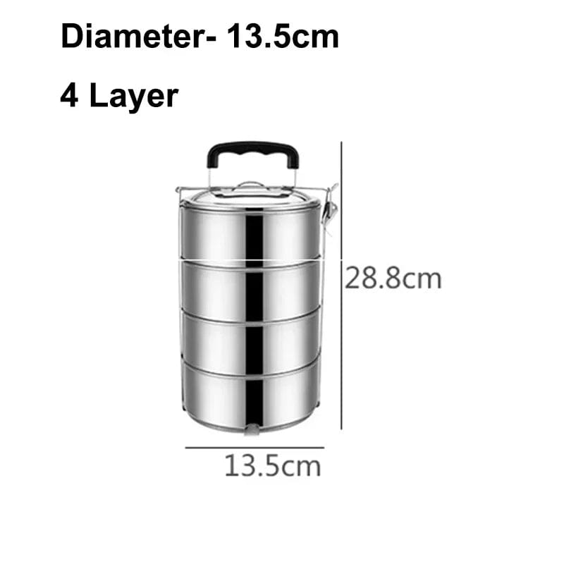 2 3 4 5 Layer Large Adult Portable Picnic Food Container Stainless Steel Lunch Box School Office Japanese Style Bento Box Metal - SHOWLU FASHION STORE