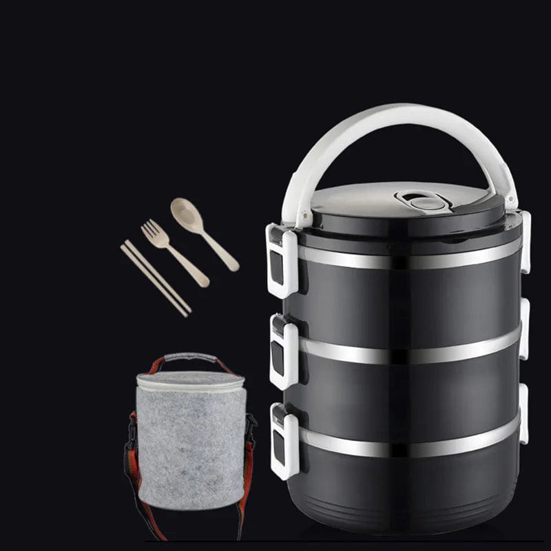 2 3 4 Layer Stainless Steel Food Storage Container Picnic Portable Black Bento Box Japanese Leakproof Lunch Box For Kids Office - SHOWLU FASHION STORE