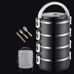 2 3 4 Layer Stainless Steel Food Storage Container Picnic Portable Black Bento Box Japanese Leakproof Lunch Box For Kids Office - SHOWLU FASHION STORE