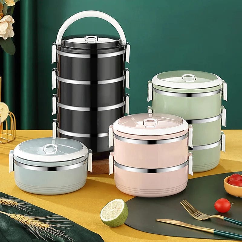 2 3 4 Layer Stainless Steel Food Storage Container Picnic Portable Black Bento Box Japanese Leakproof Lunch Box For Kids Office - SHOWLU FASHION STORE