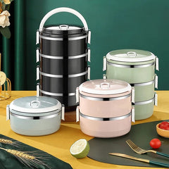 2 3 4 Layer Stainless Steel Food Storage Container Picnic Portable Black Bento Box Japanese Leakproof Lunch Box For Kids Office - SHOWLU FASHION STORE