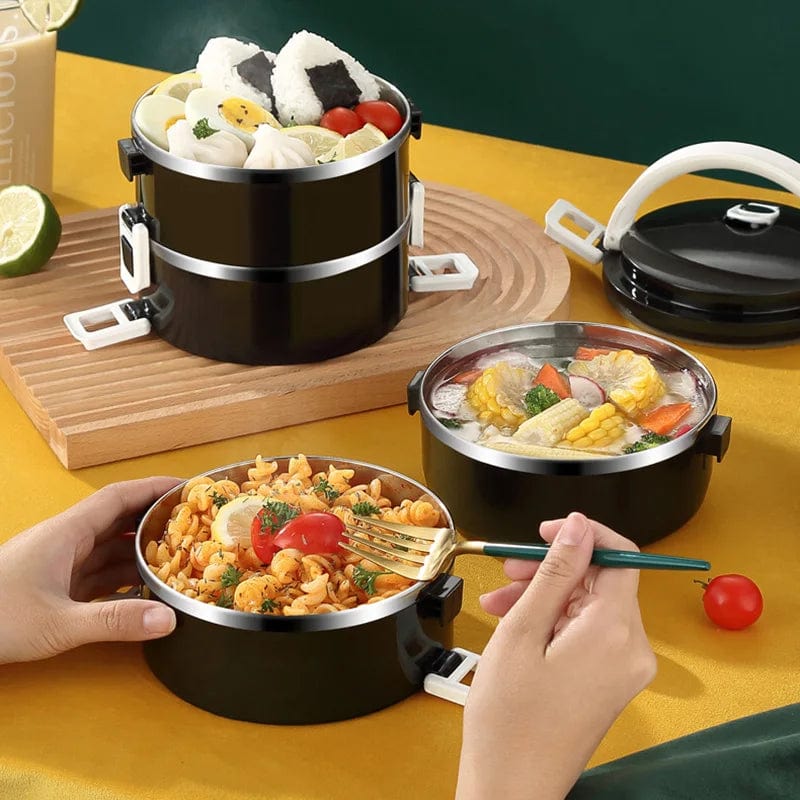 2 3 4 Layer Stainless Steel Food Storage Container Picnic Portable Black Bento Box Japanese Leakproof Lunch Box For Kids Office - SHOWLU FASHION STORE