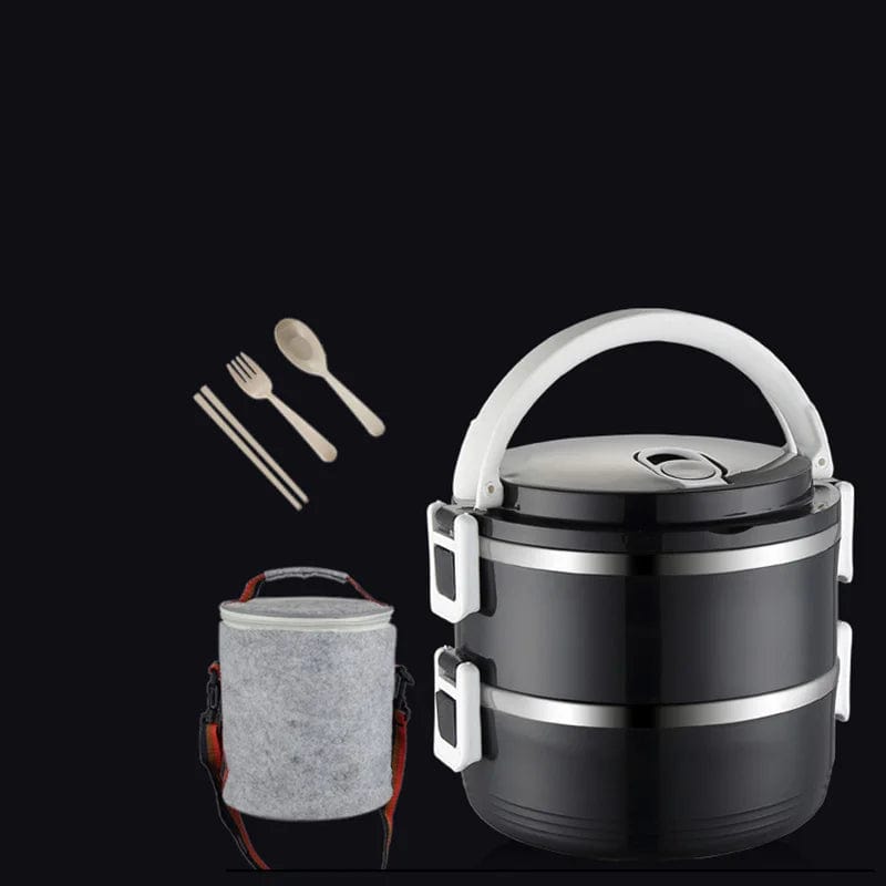 2 3 4 Layer Stainless Steel Food Storage Container Picnic Portable Black Bento Box Japanese Leakproof Lunch Box For Kids Office - SHOWLU FASHION STORE