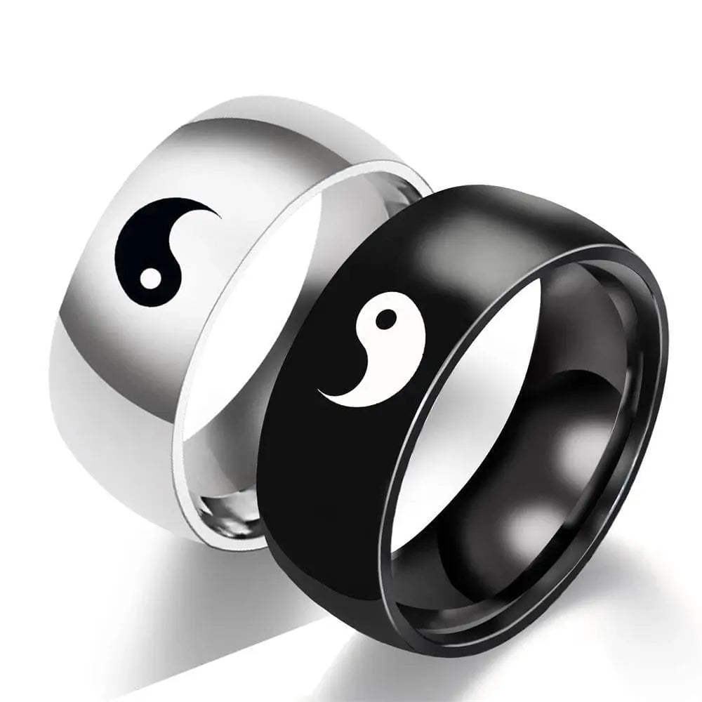 Showlu Tai Chi Yin Yang couple bracelet and necklace set with adjustable braided chain, matching lover jewelry in yin yang design.