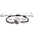 Showlu Tai Chi Yin Yang couple bracelet and necklace set with adjustable braided chains, matching lover jewelry for couples.