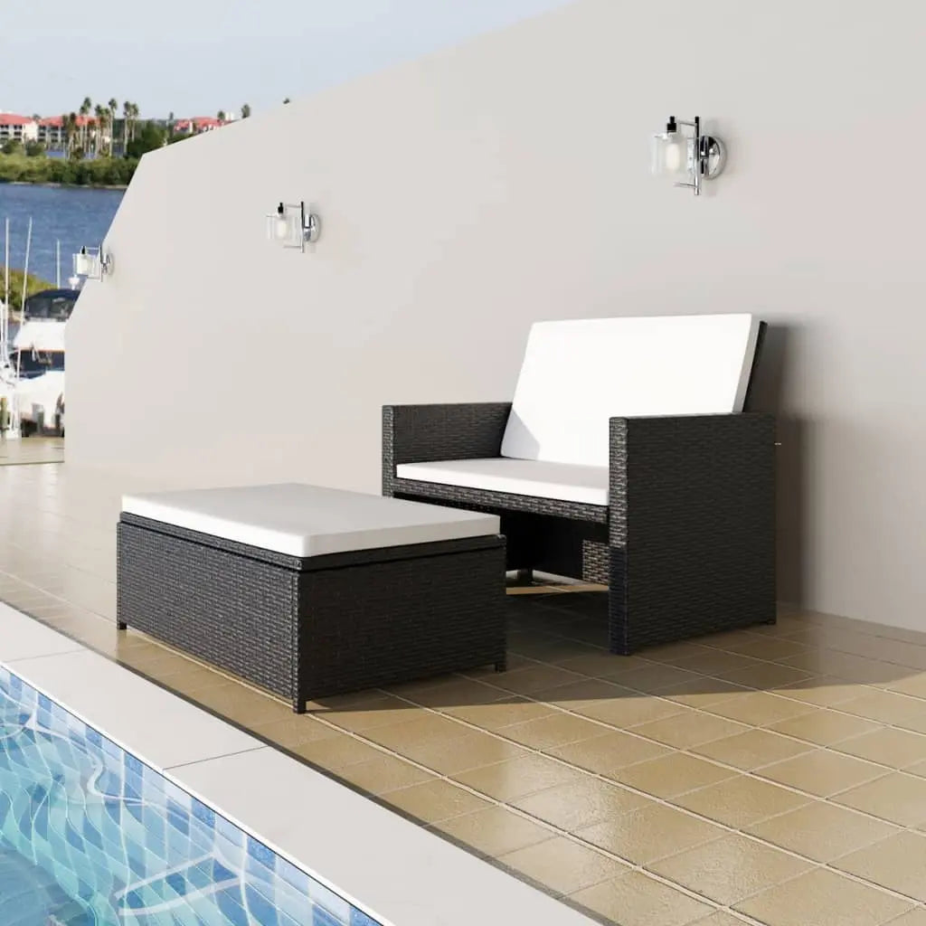 Emerald Ares 2-piece gray poly rattan garden lounge set with cushions, ideal for outdoor home and garden relaxation.