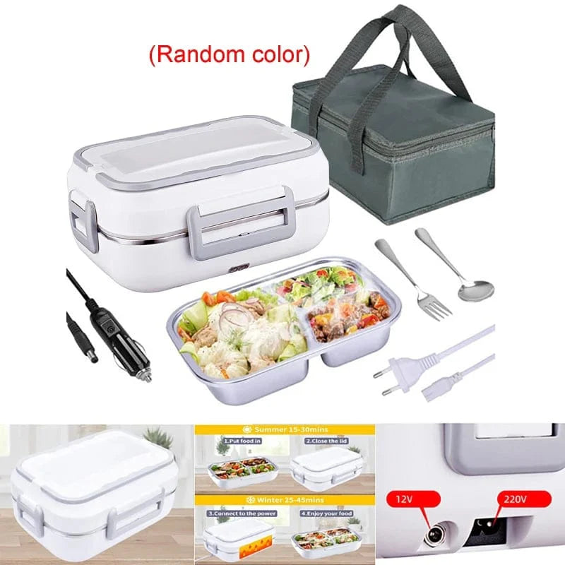 Showlu 2-in-1 electric lunch box with 1.5L capacity, portable food warmer for car and home use, featuring sleek design.