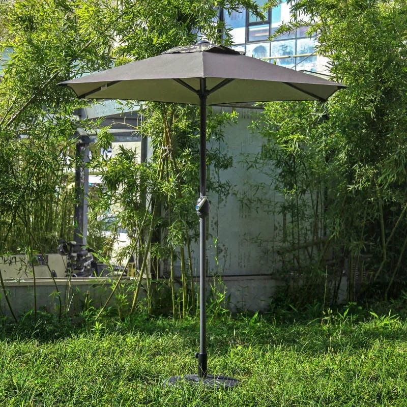 Showlu 2.5M outdoor rain-proof sunshade umbrella for garden and terrace with a straight design and coffee color.