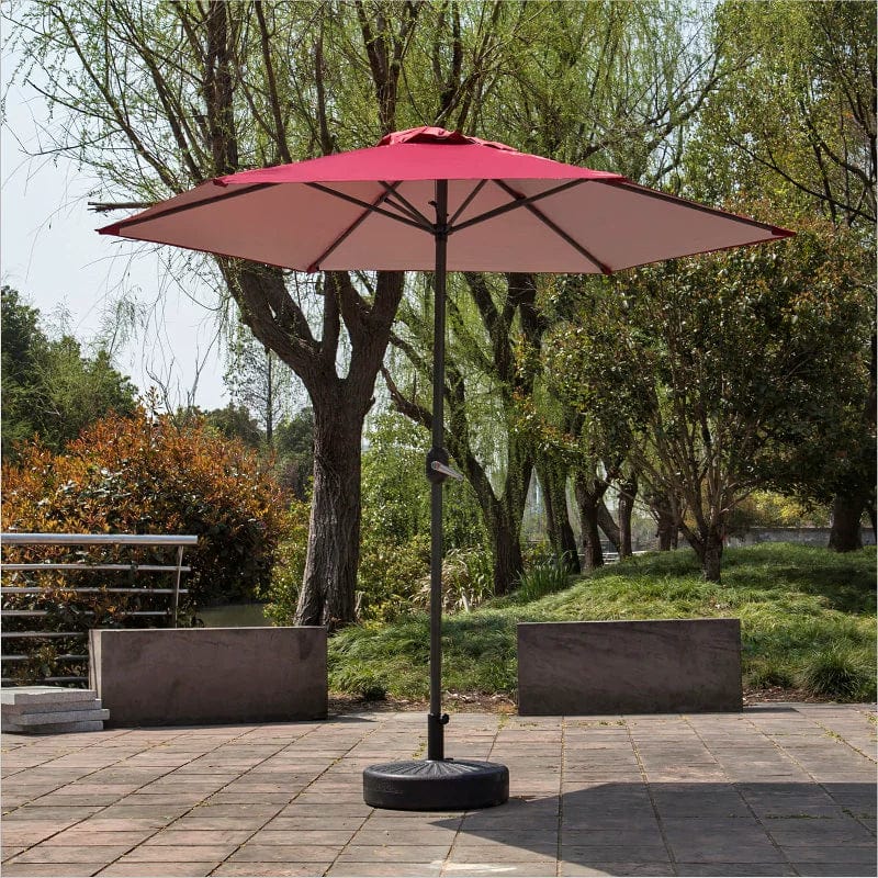 Showlu 2.5M outdoor rain-proof sunshade umbrella for garden and terrace, with straight design and coffee color fabric.