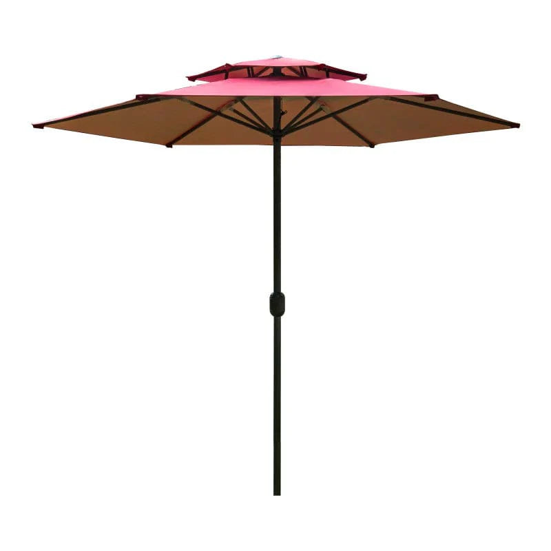 Showlu 2.5M outdoor rain-proof sunshade umbrella for garden and terrace, straight design with coffee-colored fabric.