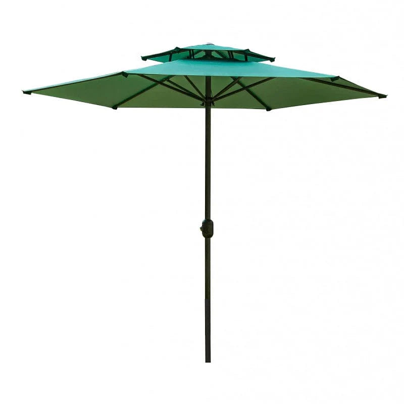 Showlu 2.5M outdoor rain-proof sunshade umbrella for garden and terrace, straight design with coffee-colored canopy.
