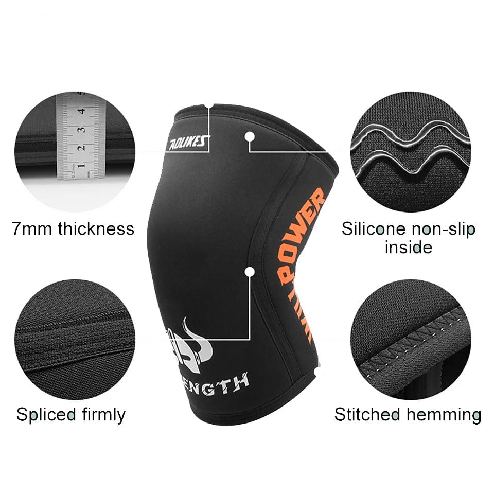 2 PCS 1 Pair 7mm Neoprene Sports Kneepads Compression Weightlifting Pressured Crossfit Training Knee Pads Support Women Men - SHOWLU FASHION STORE