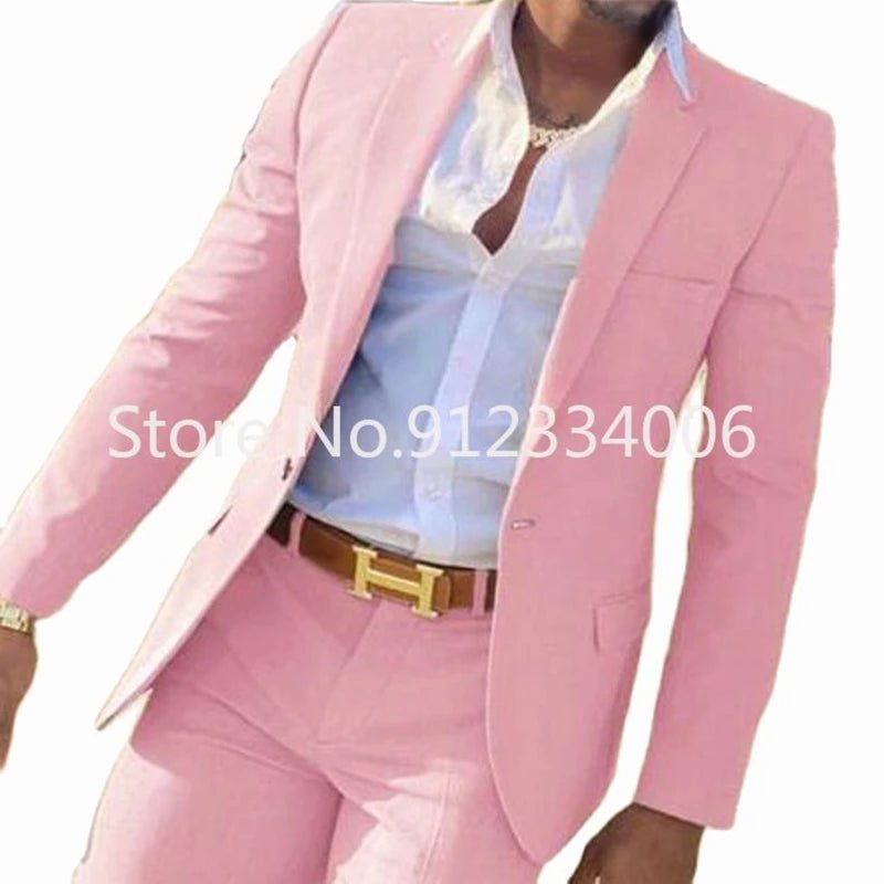 2 Pieces Beige Suit for Men Slim Fit Wedding Groom Tuxedo Groomsmen Suits Male Fashion Smoking Costume Homme Blazer with Pants - SHOWLU FASHION STORE