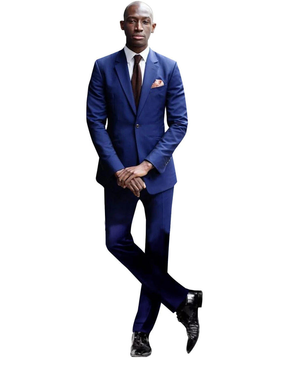 2 Pieces Royal Blue Suits for Men Slim Fit Groom Tuxedo Wedding Suits Best Man Groomsmen Formal Party Suit Male Trajes De Hombre - SHOWLU FASHION STORE