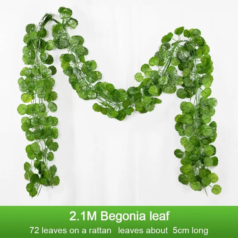 Artificial ivy leaf garland, 2.1 meters long, silk hanging vine for home, garden, wedding, and party decoration.