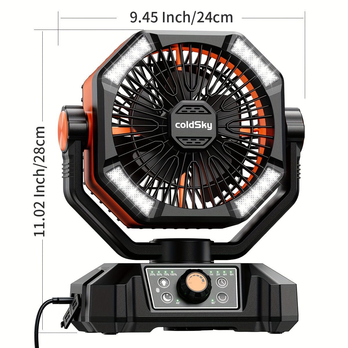 coldSky 20000mAh camping fan by Showlu Fashion Store, portable desk fan with LED lantern, 8-speed, dual motor, remote, outdoor hook