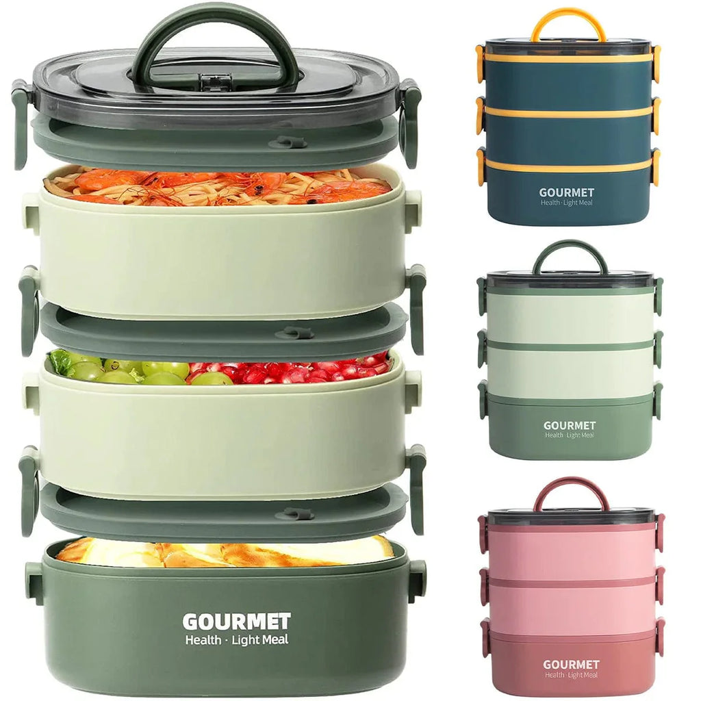 Willstar 2000ML Bento Lunch Box by SHOWLU FASHION STORE, 3-layer leakproof food container for school, travel, and office use.
