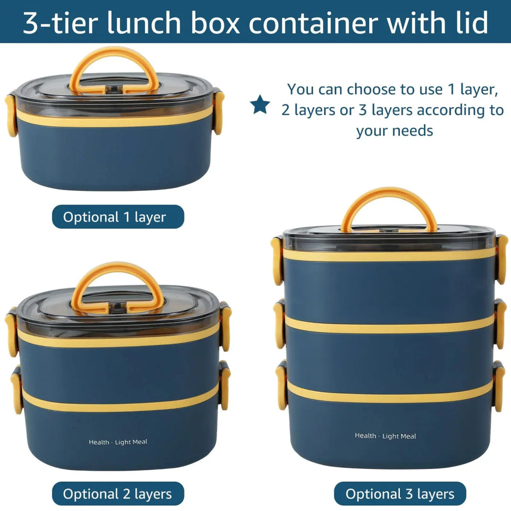 Willstar 2000ML Bento Lunch Box by SHOWLU FASHION STORE, 3-layer leakproof food container for kids, students, and travel.