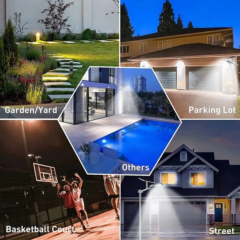 200W YQCHEZI solar street light with waterproof aluminum LED flood lamp, ideal for outdoor security and backyard lighting