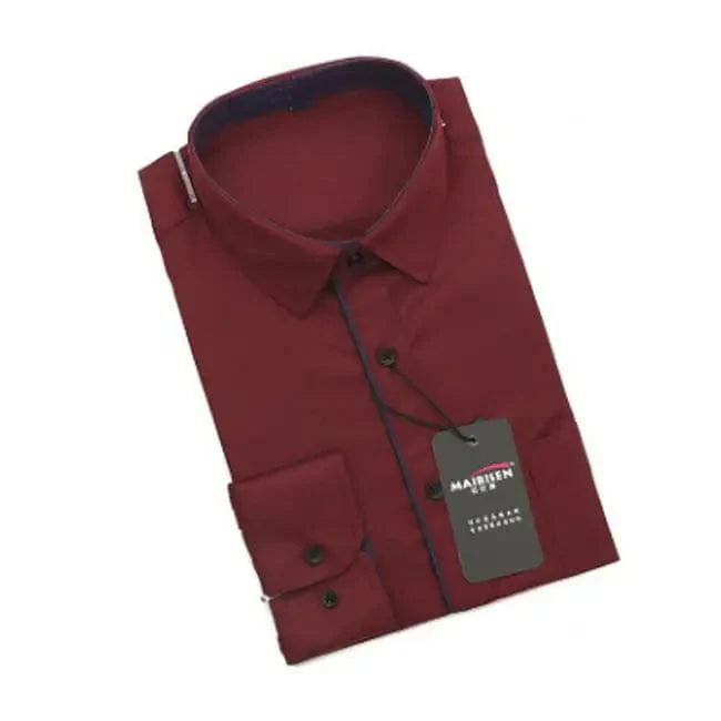 Slim fit men's polka dot dress shirt by SHOWLU FASHION STORE, long sleeve cotton top, casual and business wear for men.