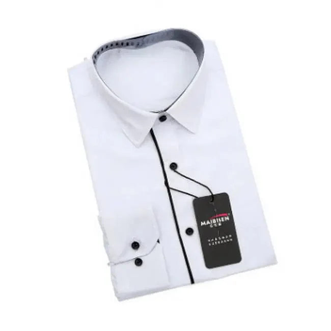 SHOWLU Men's slim fit polka dot dress shirt with long sleeves, made of soft cotton, suitable for casual and business wear