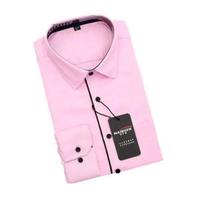 SHOWLU Men's slim fit polka dot dress shirt, long sleeve cotton top ideal for casual or business wear, comfortable and stylish.