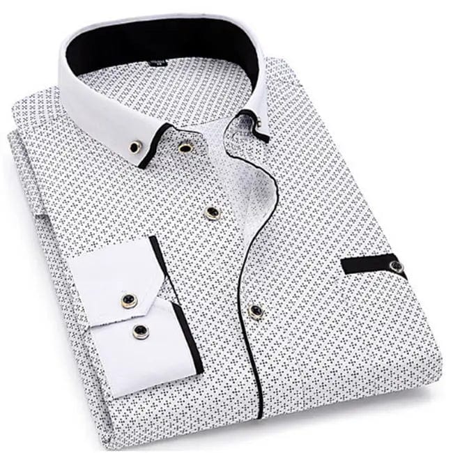 Men's slim fit polka dot dress shirt by SHOWLU FASHION STORE, long sleeve cotton top for casual or business wear.
