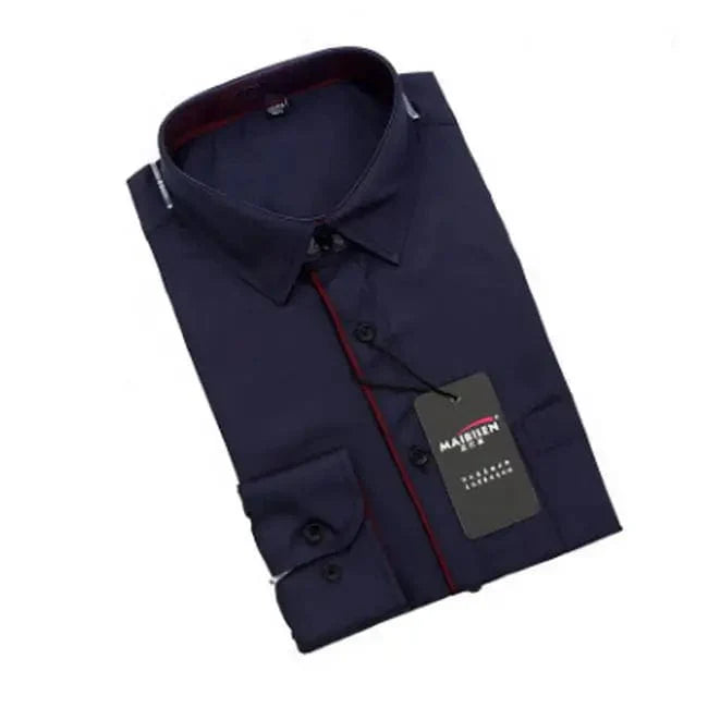 SHOWLU Men's slim fit polka dot dress shirt with long sleeves, made of comfortable cotton, ideal for casual or business wear.