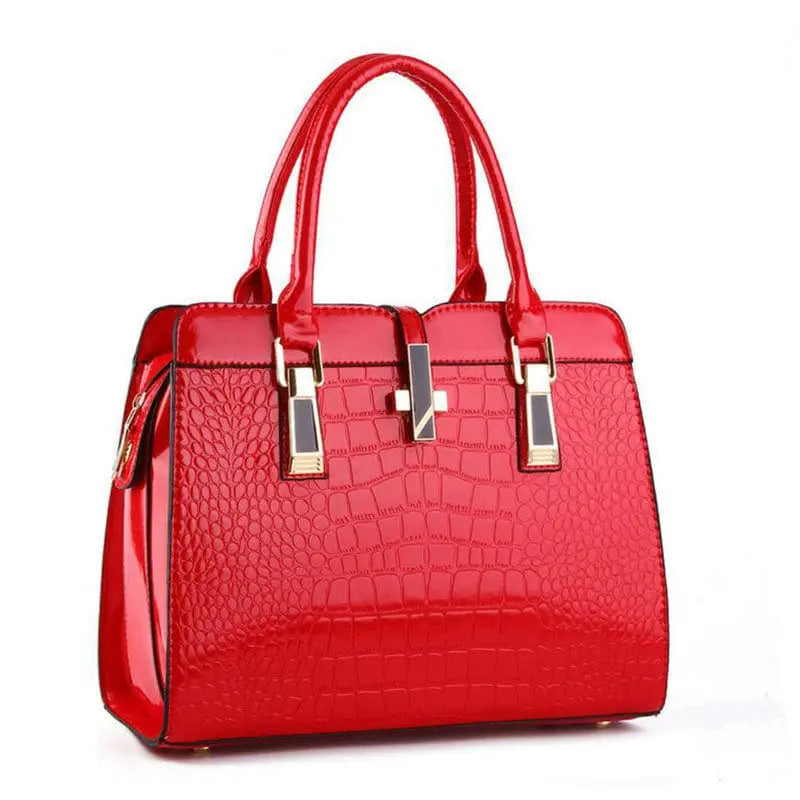 Showlu Fashion Store Red 2020 Fashion crocodile ladies shoulder bags vintage PU purse Korea hand bag women leather handbags