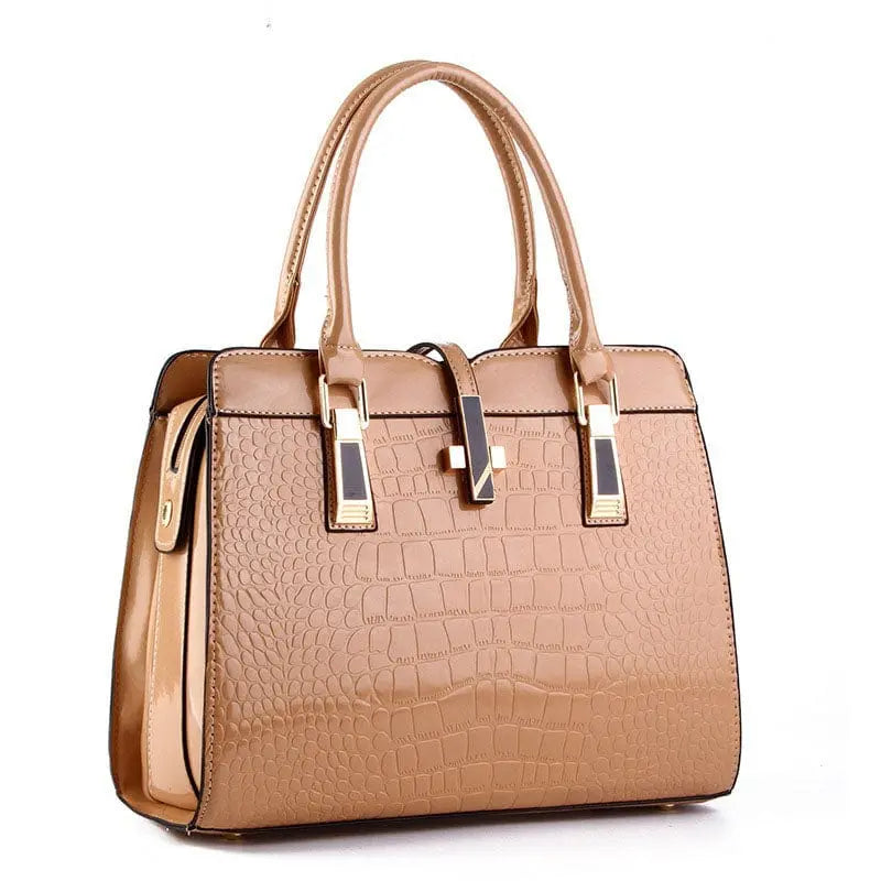 Showlu crocodile pattern women's shoulder bag made of vintage PU leather, stylish Korean hand-held leather purse.