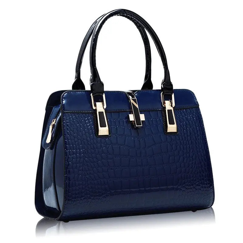 Showlu Fashion Store Dark blue 2020 Fashion crocodile ladies shoulder bags vintage PU purse Korea hand bag women leather handbags