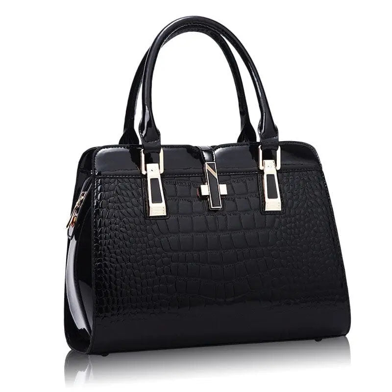 Showlu crocodile pattern women's shoulder bag made of vintage PU leather, stylish Korean hand purse for women.