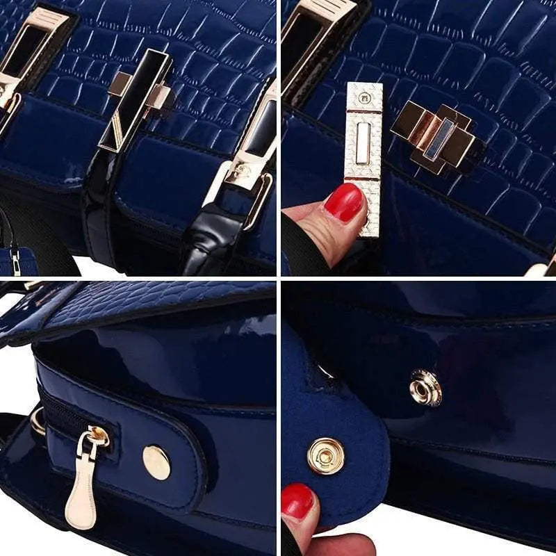 Showlu Crocodile Pattern Women's Shoulder Bag made of vintage PU leather with a stylish crocodile texture.