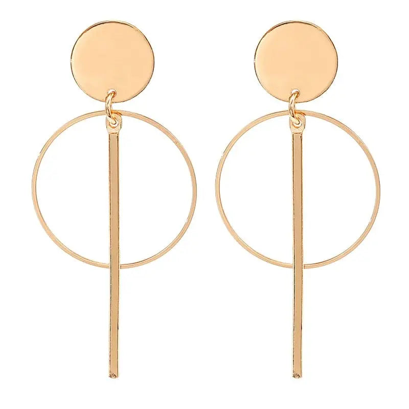 Showlu Korean geometric triangle tassel dangle earrings for women with long statement design and stylish jewelry appearance.