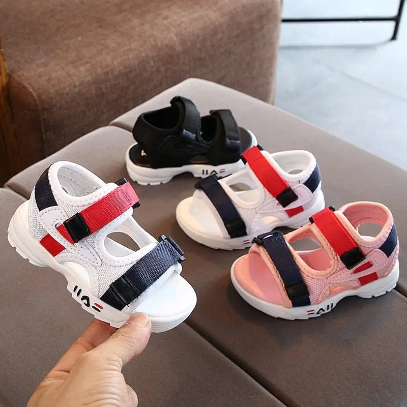 Unisex toddler gladiator sandals by Showlu Store Nation, soft leather, non-slip soles, perfect for summer beach and outdoor play.