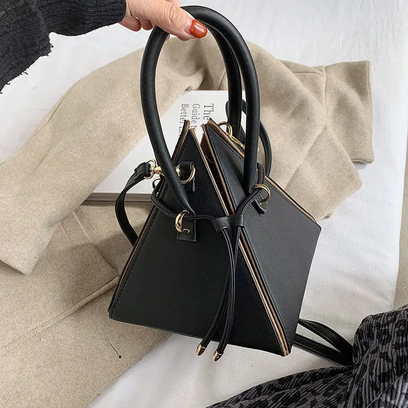 Chonghui women's triangle chain bucket bag made of PU leather with crossbody strap, stylish designer handbag for women