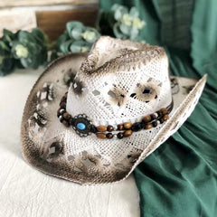 2021 Natural Straw Cowboy Hat Women Men Handmade Weave Cowboy Hats For Lady Tassel Summer Western Sombrero Hombre Lifeguard Hats - SHOWLU FASHION STORE